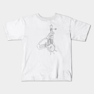 Zombie Ray Gun Blueprint on Hot Pink Kids T-Shirt